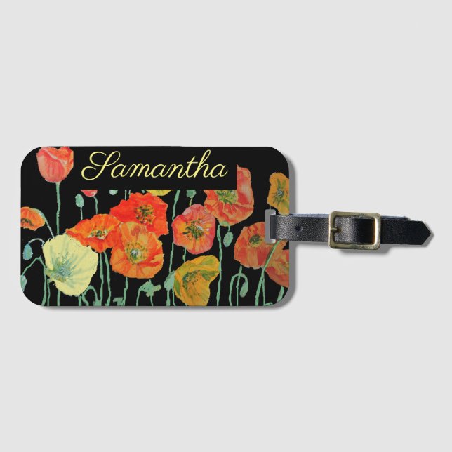 Orange und Schwarze Pflaumen Orange Rot Gepäckanhänger (Vorderseite (Horizontal))