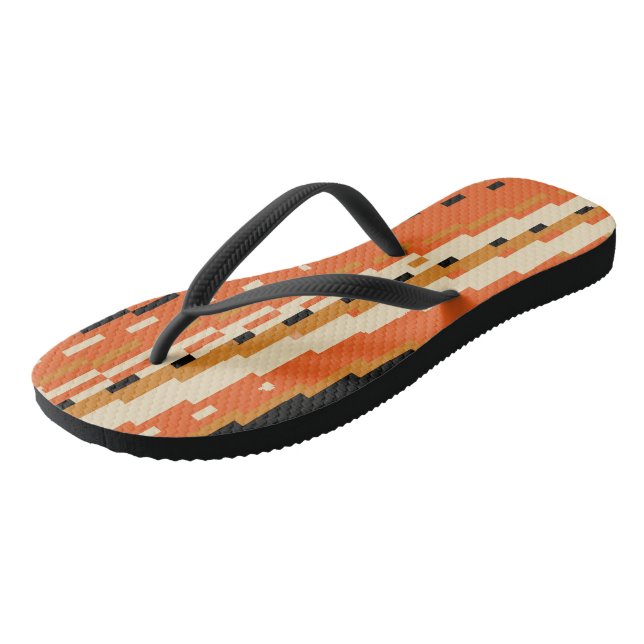 orange und schwarze Pixel Flip Flops (Schrägansicht)