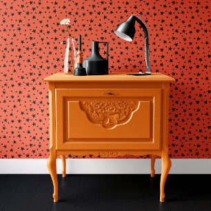 Orange und schwarze Sterne Halloween Tapete