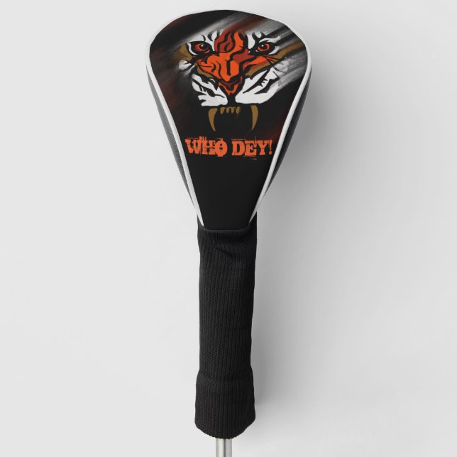 ORANGE- UND SCHWARZE STREIFEN     GOLF HEADCOVER (Vorderseite)