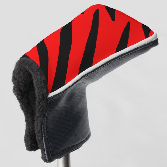 ORANGE- UND SCHWARZE STREIFEN GOLF HEADCOVER (3/4 Vorderseite)