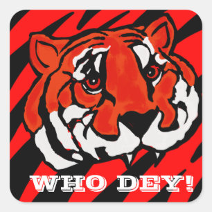 ORANGE- UND SCHWARZE STREIFEN QUADRATISCHER AUFKLEBER