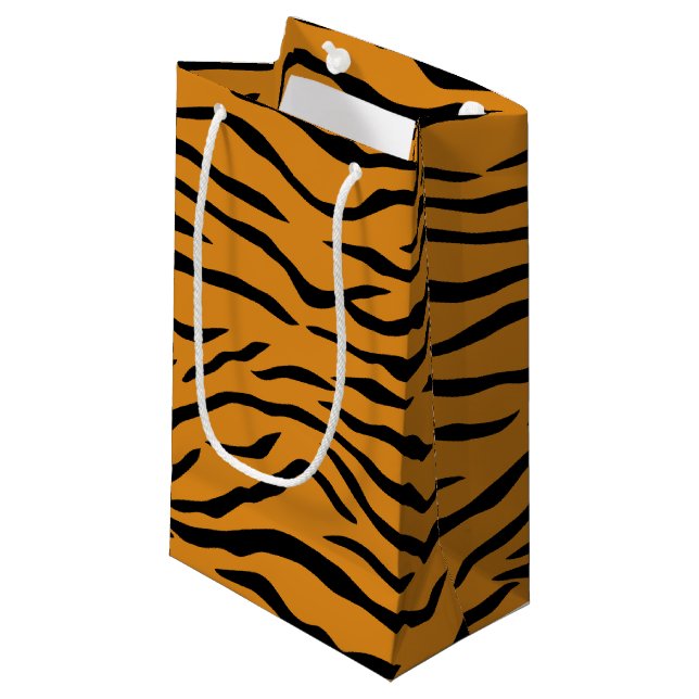 Orange und schwarze Tiger-Streifen Kleine Geschenktüte (Vorderseite Schrägansicht)