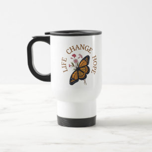 Orange und Schwarzer Monarch Butterfly Reisebecher