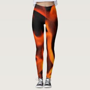 Orange und schwarzes Feuer-abstrakte Leggings