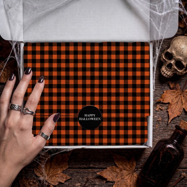 Orange und schwarzes Gingham-Karo-Kontrollmuster Seidenpapier (Von Creator hochgeladen)