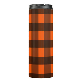 Orange und schwarzes Guingham Thermosbecher