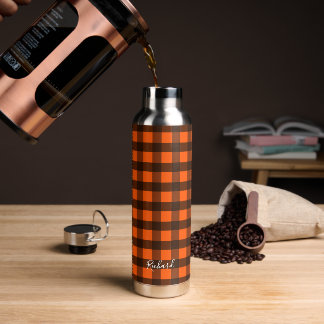 Orange und schwarzes Karo Trinkflasche