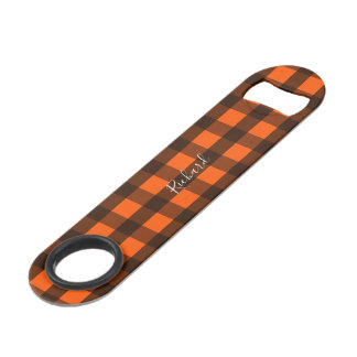 Orange und schwarzes Karomuster Speed Flaschenöffner