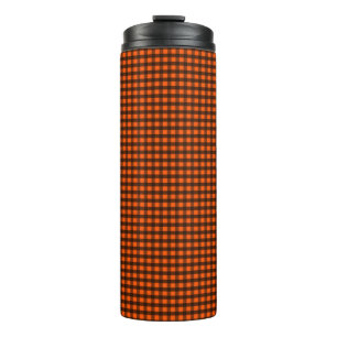 Orange und schwarzes kleines Gingham Thermosbecher