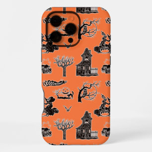 Orange und schwarzes Vintage-Halloween-Muster iPhone 16 Pro Max Hülle