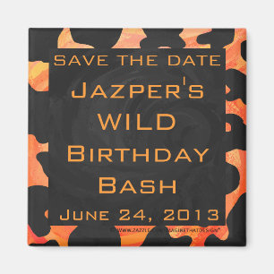 Orange und schwarzes Zebra-Monogramm Magnet