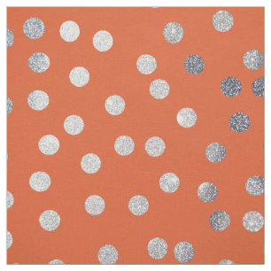 Orange und Silver Glitzer City Dots Stoff