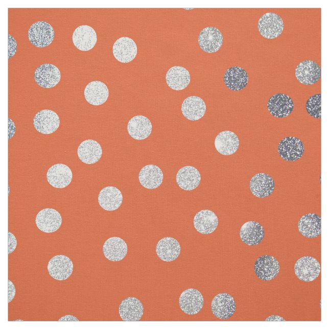 Orange und Silver Glitzer City Dots Stoff (Muster)