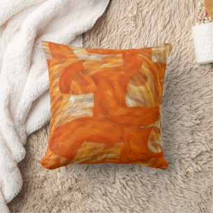Orange und Tan Abstrakt Art Throw Kissen