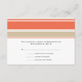 Orange und Tan Stripes Wedding RSVP Karte