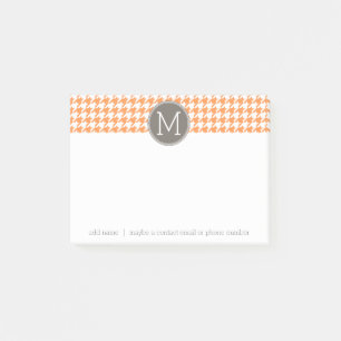Orange und Taupe Hahnentrittmuster Muster Monogram Post-it Klebezettel