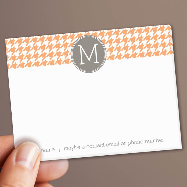 Orange und Taupe Hahnentrittmuster Muster Monogram Post-it Klebezettel (Custom Post It Notepad)