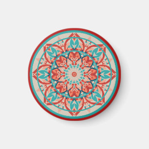 Orange- und Türkis-Boho-Mandala Magnet