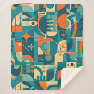 Orange und Türkis Geometrisch Abstrakt Sherpadecke