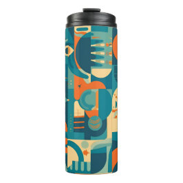 Orange und Türkis Geometrisch Abstrakt Thermosbecher