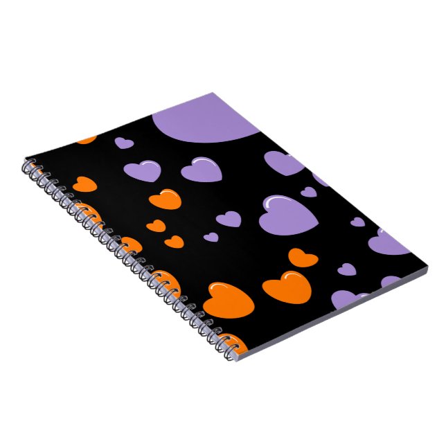 orange und violette Herzen Punkte Notizblock (Rechte Seite)