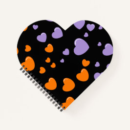 orange und violette Herzen Punkte Notizbuch