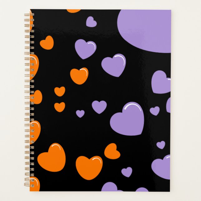 orange und violette Herzen Punkte Planer (Vorderseite)