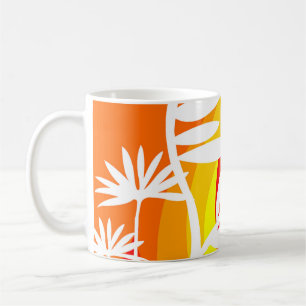 Orange und Weiß Botanisch Kaffeetasse