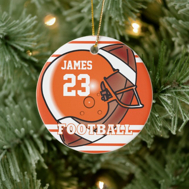 Orange und Weiß 🏈 | DIY Name and number Keramikornament (Baum)