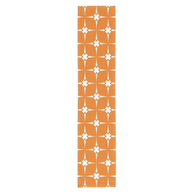 Orange und Weiß Gemustert Kurzer Tischläufer (Vorderseite)
