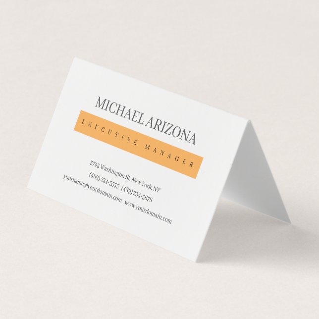 Orange und weiß minimalistisches einfaches moderne visitenkarten (Vorderseite)