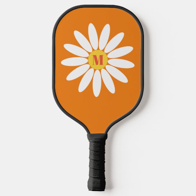 Orange und Weiß mit Initial Pickleball Schläger (Rückseite)