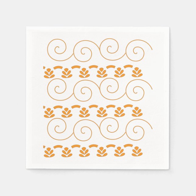 Orange und Weiß mit Wirbel Serviette (Vorderseite)