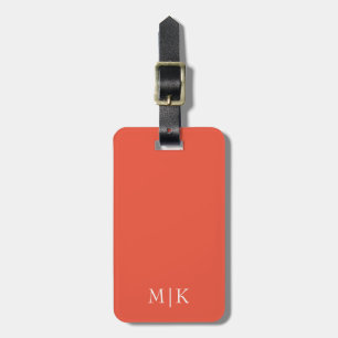 Orange und Weiß Modernes Monogramm Gepäckanhänger