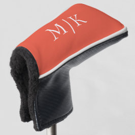 Orange und Weiß | Modernes Monogramm Golf Headcover