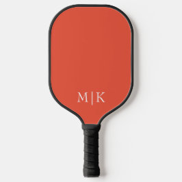 Orange und Weiß | Modernes Monogramm Pickleball Schläger