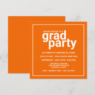 Orange und Weiß Modernes Party Einladung