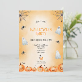 ORANGE- UND WEISS- UND SCHWARZES HALLOWEEN-PARTY EINLADUNG