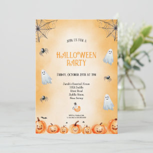 ORANGE- UND WEISS- UND SCHWARZES HALLOWEEN-PARTY EINLADUNG