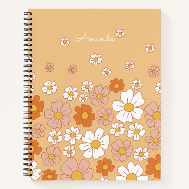 Orange und Weiße Blüten Notizbuch (Vorderseite)