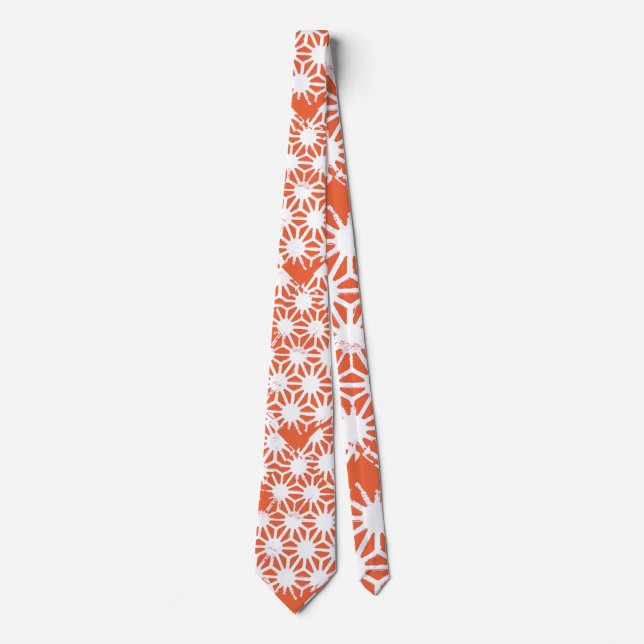Orange und weiße geometrische Muster Krawatte (Vorderseite)