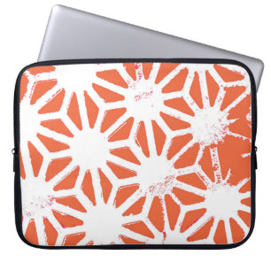 Orange und weiße geometrische Muster Laptopschutzhülle