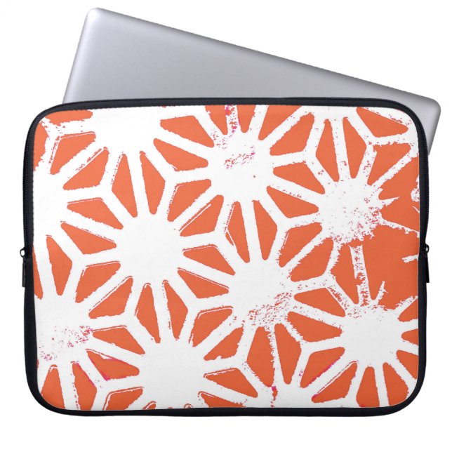 Orange und weiße geometrische Muster Laptopschutzhülle (Vorderseite)