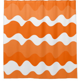 Orange und weiße horizontale Wellenmuster Duschvorhang
