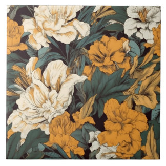 Orange und weiße hübsche Blumen Fliese