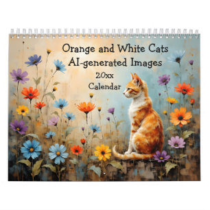 Orange- und weiße Katzen KI-generierte Bilder Kalender