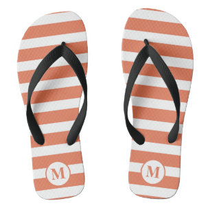 Orange und weiße Streifen, klassisch, Monogramm Flip Flops