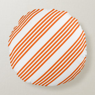 Orange und weiße Streifen Rundes Kissen