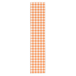 Orange und weißer Gingham überprüfter Kurzer Tischläufer